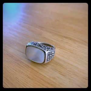 Mother of Pearl with Marcasite Filagree Ring